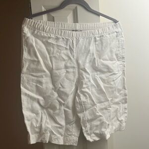 White linen shorts